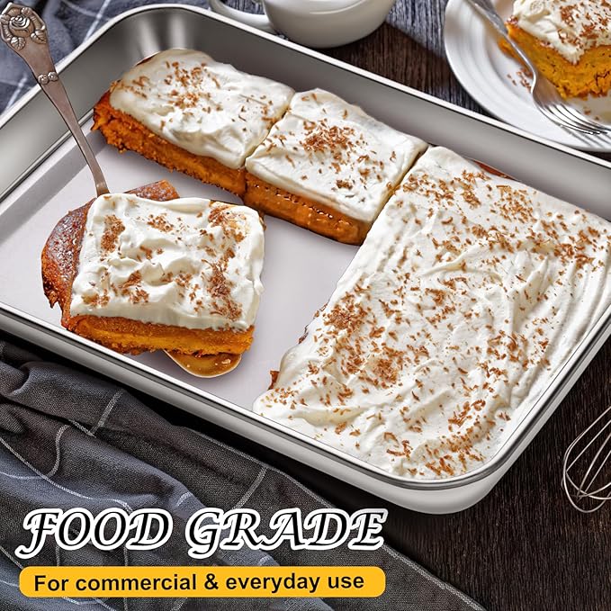 CACOLES Stainless Steel Baking Sheet Pan Set of 6, Cookie Sheet Metal Baking Pan Oven Tray, Cooking Baking Sheet for Toaster Oven, Easy Clean, Dishwasher Safe, 9 x 7 x 1 Inch