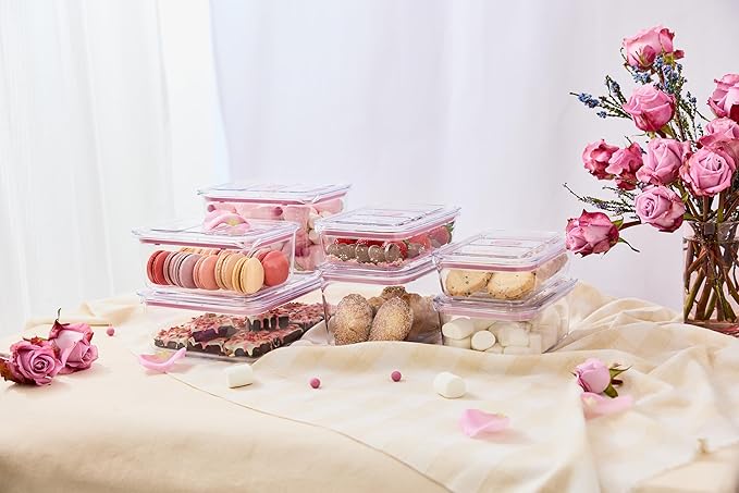 Prepara LatchLok Click 9.3 Cup Food Storage Container, Rose