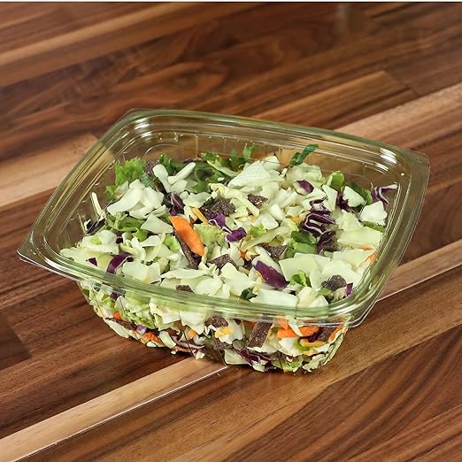 ECO PRODUCTS Compostable 32oz Rectangular Deli Containers With Lids, Pack of 50, Veridian Clear Green Meal Prep, Made from PLA, A Renewable Material Made from Plants, One Lid Fits All
