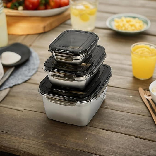 Stainless steel food storage containers leak proof & airtight lids for Kitchen,stainless steel bowl,meal prep lunch box,freezer and microwave safe (17/34/95 oz)