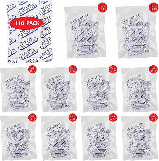 110 Packs 100cc Food Grade Oxygen Absorbers (11x packs of 10), Oxygen Absorbers for Food Storage, Long Term Food Freshness Works in Mylar Bags Mason Jars and Vaccum Bags