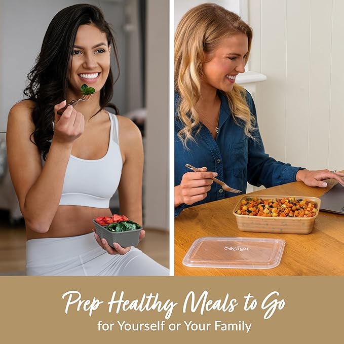 Bentgo Prep 60-Piece Variety Meal Prep Kit - Reusable Food Containers 1-Compartment Trays, Prep Bowls, & Snack Boxes for Healthy Eating - Microwave, Freezer, & Dishwasher Safe (Gleam Metallics)