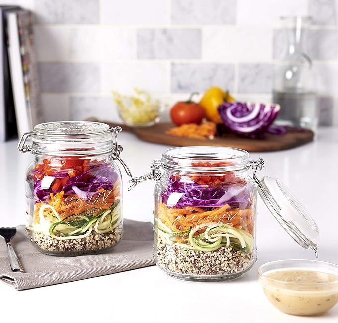 Mason Craft & More Clear Glass Clamp Jars, 1 Liter 2PK