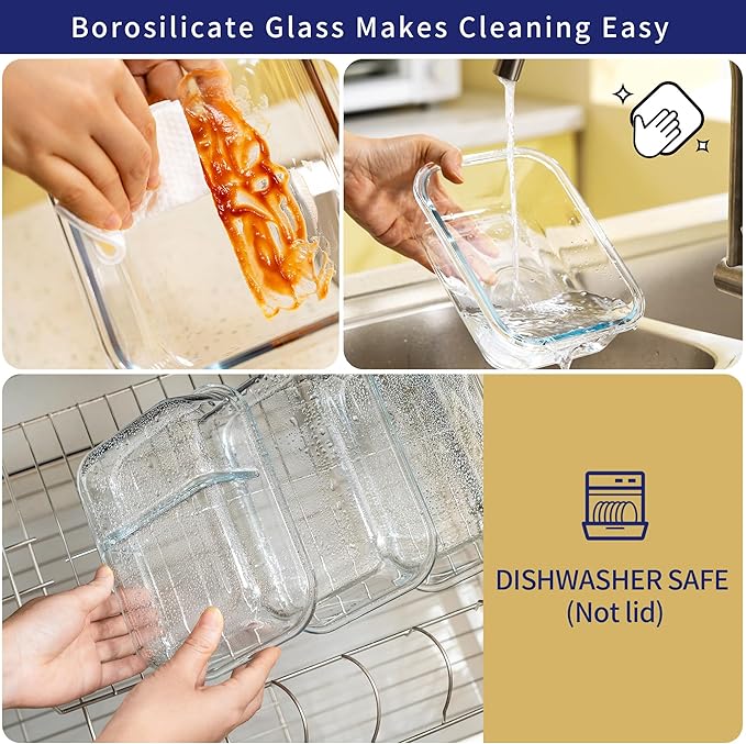 MFY 12-Pack Glass Storage Containers with Lids, Glass Meal Prep Containers Set, Airtight Lunch Containers with Lids, Microwave, Oven, Freezer and Dishwasher Safe, White