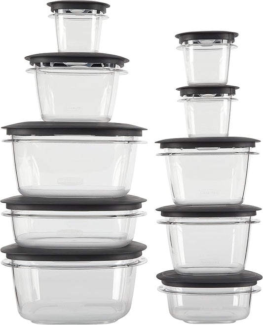 Rubbermaid Premier Easy Find Lids Meal Prep and Food Storage Containers, Set of 10 (20 Pieces Total), Grey |BPA-Free & Stain Resistant