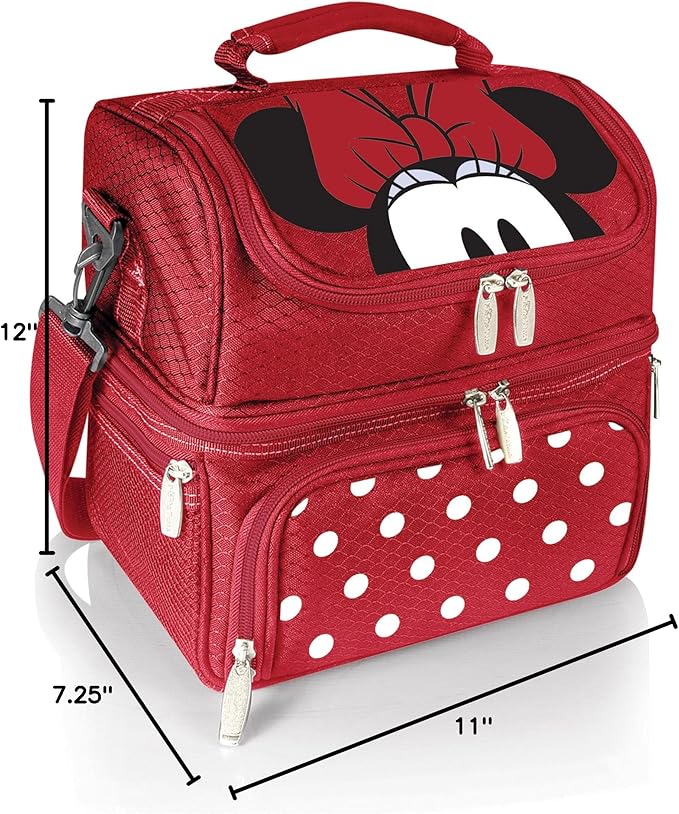 PICNIC TIME Disney Minnie Mouse Pranzo Lunch Bag, Insulated Lunch Box with Utensil Set, Lunch Cooler Bag, (Red) 11 x 7.5 x 12