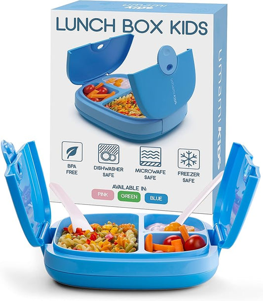 Umami All-in-1 Bento Box for Kids, Ice-pack & Utensils Included, 100% Leakproof & BPA free, Parents' favorite Lunch Box Kids (Blue, 27 oz)