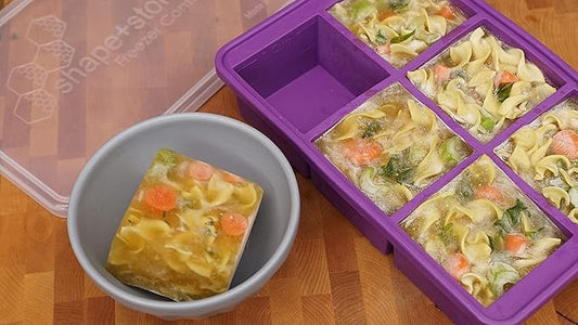 Shape+Store Soup Master 6-in-1 soup freezer container with lid, Six 8 Oz cubes Storage & Freezer Container, Stores 48Oz of liquid, Pasta, Sauces, Soups, Desserts. Easy-To-Clean & Dishwasher Safe