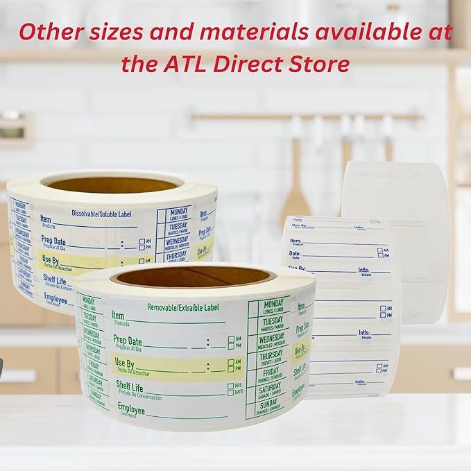 2x1 Dissolvable Food Labels, 250 Label Stickers, Bottle Labels for Storage Bins, Sticker Labels for Food containers, (250, Green)