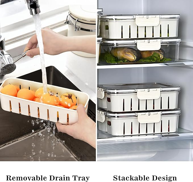 MineSign 2Pack Divided Snackle Box with Lids Stackable Food Serving Tray for Fruit&Veggie Plastic Fridge Storage Container for Pantry Freezer Clear Snack Box for Meal Prep Candy Nuts Spice