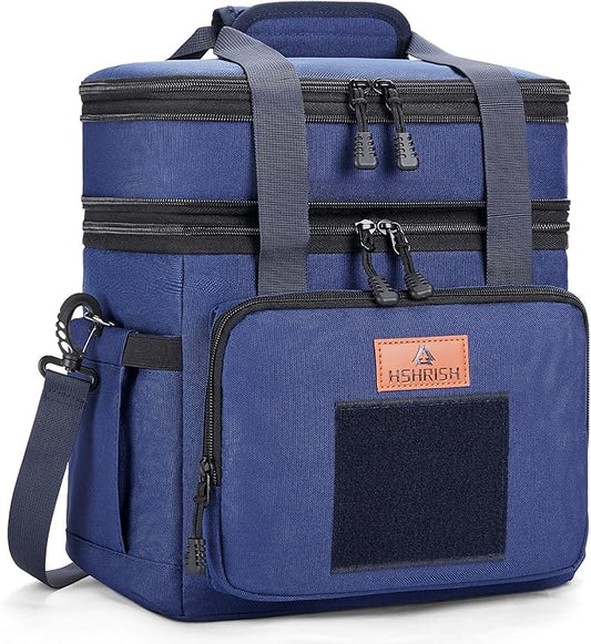 HSHRISH Tactical Lunch Box, Expandable Insulated Large Lunch Bag, Heavy Duty Waterproof Leakproof Cooler Bag for Adults/Men/Work Outdoor Picnic Day Trips, 20 Can/15 L, Blue