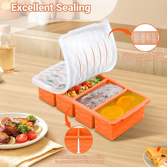 Silicone Freezer Tray for Soup with Lid – 1-Cup Soup Container Style Ice Cube Trays for Freezer, Meal Prep & Food Storage, Freeze 250mL/125mL Portions – 2 Pack