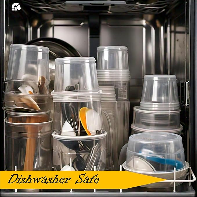 Mr Miracle Deli Containers with Lids - 24 Pack of 32 oz Clear Airtight Reusable Plastic Food and Multi-Purpose Containers - Microwave, Freezer, and Dishwasher Safe