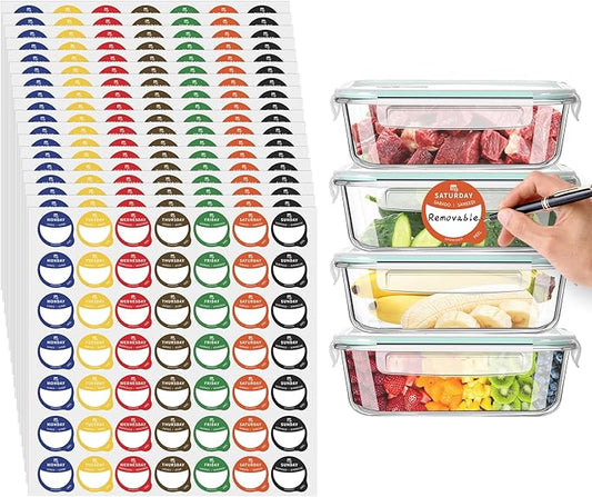 Day of The Week Stickers,Food Labels Stickers,1470 PCS Writable and Removable Day Label Peel Tab for Containers Bottles Food Bags, Home Kitchen Restaurant Supplies for Inventory Management