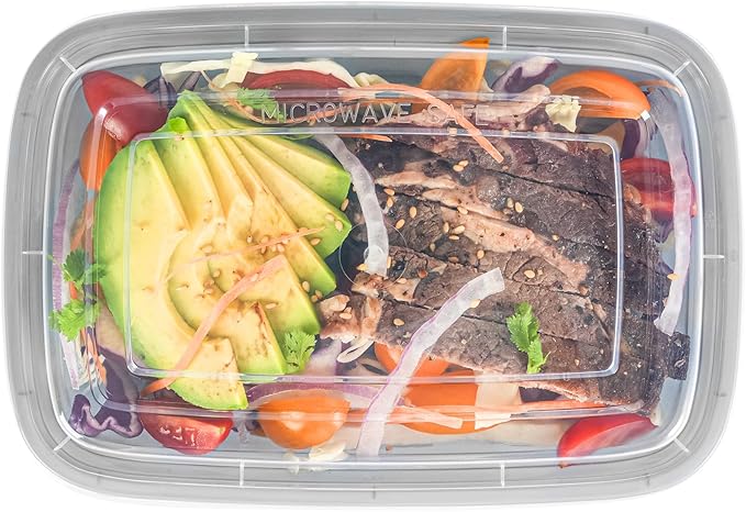 Restaurantware Asporto 16 Ounce Take Out Containers, 100 Food Containers With Lids - Microwavable, Disposable, Silver Plastic To Go Food Containers, No BPA, For Take Out And Delivery