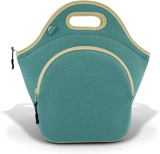 Nordic By Nature Insulated Neoprene Lunch Bag, Soft & Foldable Washable & Reusable Extra-Pocket (L) Lagoon