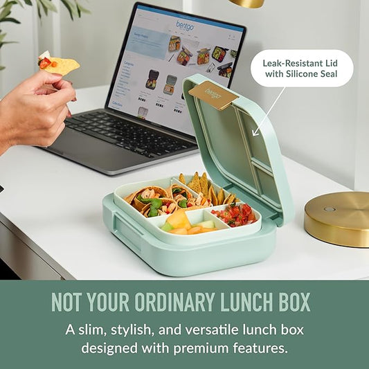 Bentgo Modern - Leak-Resistant Bento Lunch Box For Adults, Teens, & Larger Appetites; Reusable BPA-Free Meal Prep Container with 3 or 4 Compartments, Dishwasher/Microwave Safe; 44oz (Mint Green)