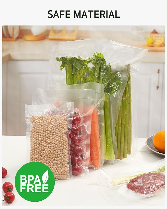 Syntus Vacuum Sealer Bags, 100 Gallon 11" x 16" and Quart 8" x 12" Commercial Grade PreCut Bag, BPA Free Food Vac Bags for Storage, Meal Prep or Sous Vide
