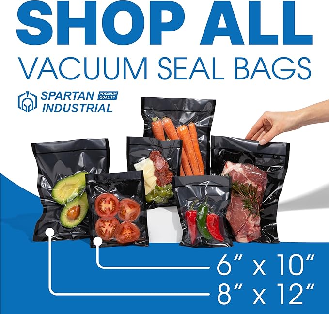 Spartan Industrial 8" X 12" Vacuum Seal Bags - 200 Count BPA-Free Food Storage Bags for Marinating, Freezing, Sous Vide Cooking