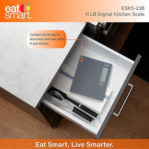 Eat Smart Eat Smart 11lb Food Kitchen Glass Scale, Grey