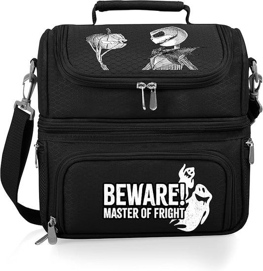 PICNIC TIME Disney Nightmare Before Christmas Jack Pranzo Lunch Bag, Insulated Lunch Box with Utensil Set, Lunch Cooler Bag, (Black)