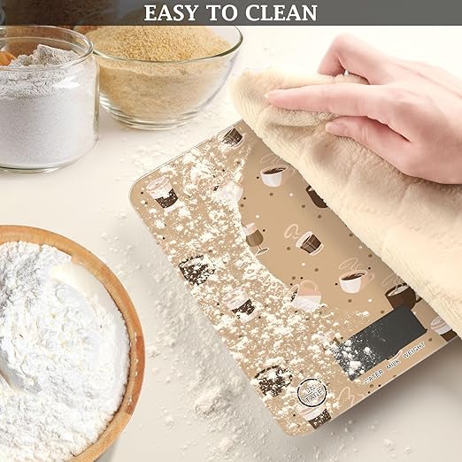 Food Scale Kitchen Scale for Baking Cooking Digital Food Weighing Measuring Scale Small Waterproof Electric Food Scale Coffee Cup Brown