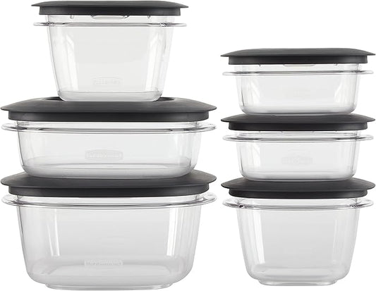 Rubbermaid Premier Easy Find Lids Meal Prep and Food Storage Containers, Set of 6 (12 Pieces Total), Grey |BPA-Free & Stain Resistant