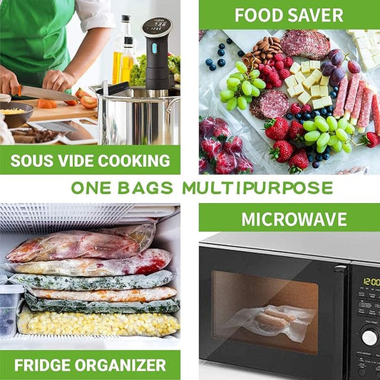 Geniusidea Vacuum Sealer Bags 8''x50' 2 Pack for Food Saver, Seal a Meal, BPA Free, Commercial Grade, Custom Fit Food Saver Bags Rolls for Sous Vide, Meal Prep, Vac Storage (100 Feet in Total)