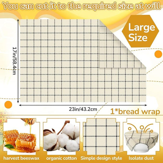 17 x 23 Inch Reusable Beeswax Food Wrap for Bread Sandwich Wrapper Beeswax Paper Organic Bowl Dishes Covers Sustainable Food Cheese Fruit Snacks Storage Containers Keeper