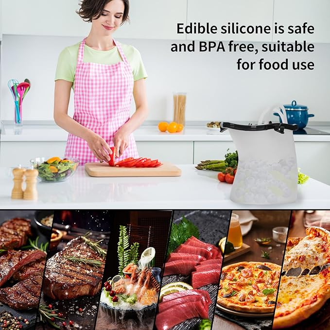 1.5L 2Pack Reusable Food Storage Bags, Stand Up Freezer Bag Extra Thick Silicone Leakproof for Meats, Cereal, Vegetables, Snack, Lunch, Microwave Safe & Portable for Travel Item