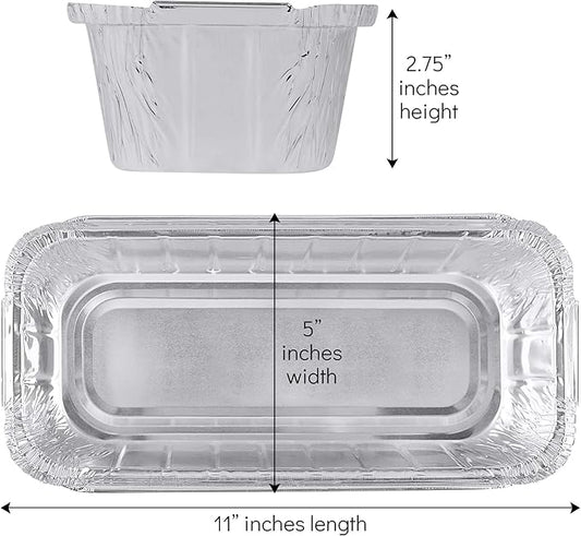 PLASTICPRO [3 Lb 50 Pack Disposable Loaf Pans Aluminum Tin Foil Meal Prep Bakeware - Cookware Perfect for Baking Cakes, Bread, Meatloaf, Lasagna 3 Pound 11'' X 5'' X 2.75''