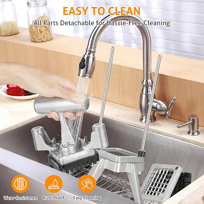 WICHEMI Commercial Vegetable Chopper Dicer w/3 Replacement Blades Onion Chopper Dicer Commercial Heavy Duty Vegetable Fruit Chopper Stainless Steel French Fry Cutter for Home Kitchen & Restaurant Use