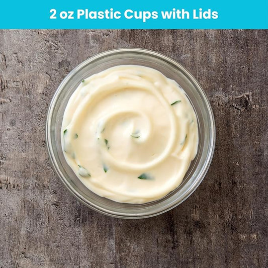 ASK WHOLESALE 2 oz Clear Disposable Plastic Portion Cups with Lids | Pack of 1000 Cups & 1000 Lids | Crystal Clear Design for Easy Identification - Convenient for Parties, Events, & On-the-Go Snacking