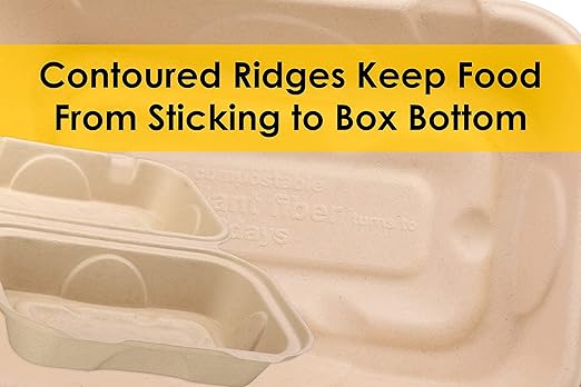 Avant Grub Food Storage Container, Durable, Microwavable, Leak-Proof Small Togo Containers, Small Take Out Boxes 25 Pack, Plant-Based Gluten Free Compostable Wheatstraw Fiber 6x9 Clamshell Container
