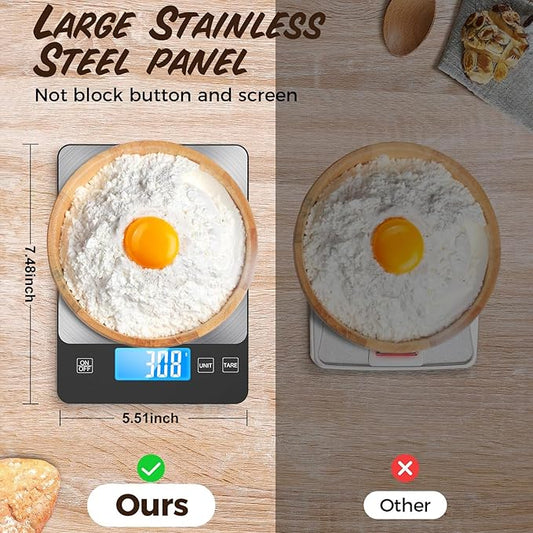 NASA-Grade 33lb Digital Kitchen Scale, Precisely Measures Grams and Ounces for Baking and Cooking, Waterproof Tempered Glass