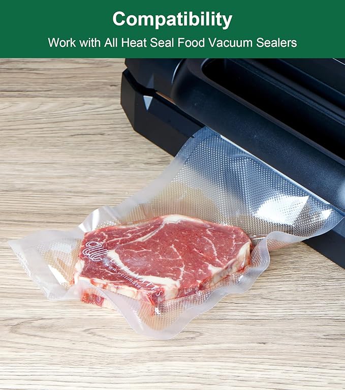 Pint Vacuum Sealer Bags for Food, 200 6x10 Inch, Preprinted Label, BPA-free Heavy Duty Small Food Saver Bags, Ideal for Sous Vide Bags, Freezer, Seal a Meal