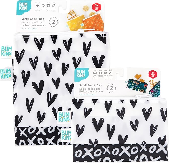Bumkins Snack & Sandwich Bags, Black Hearts