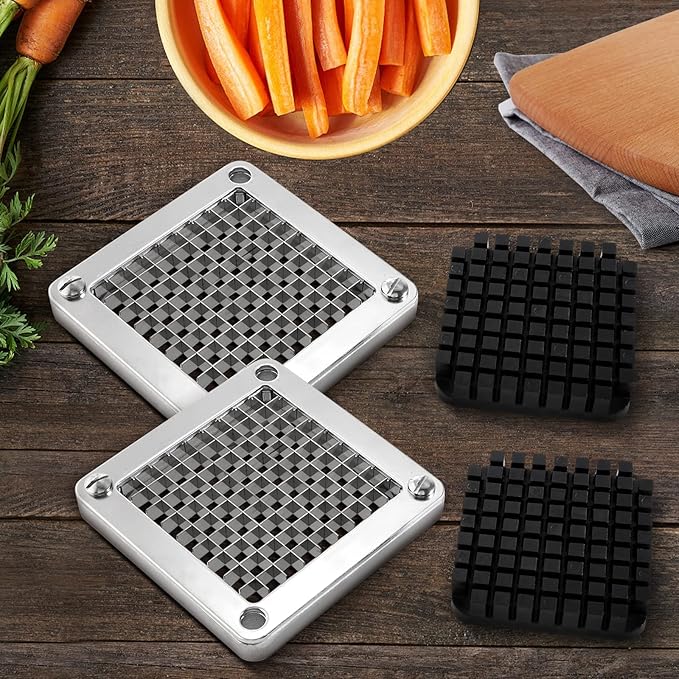 WICHEMI Replacement Chopper Blade 3/8" Blade Commercial Vegetable Chopper Stainless Steel Onion Chopper Dicer Blades and Pusher Block for Tomato Dicer French Fry Cutter (2 Pack)