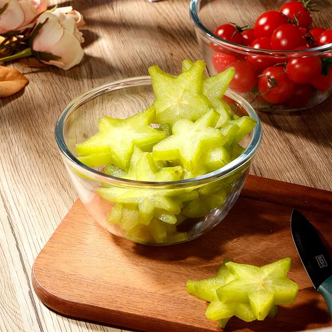 NUTRIUPS 3 Pack Glass Bowl Set - 24oz Cereal & Salad Bowls (5.4 inch)