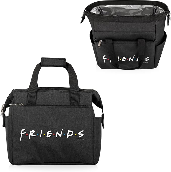 PICNIC TIME Friends On The Go Lunch Bag, Soft Cooler Lunch Box, Insulated Lunch Bag, (Warner Bro Friends - Black)
