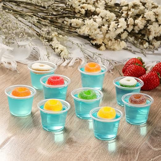 260 Sets - 1 oz Jello Shot Cups, Small Plastic Containers With Lids, Airtight and Stackable Portion Cups for Salad Dressing, Dipping Sauce, Condiments, Lunch, Party, Trips