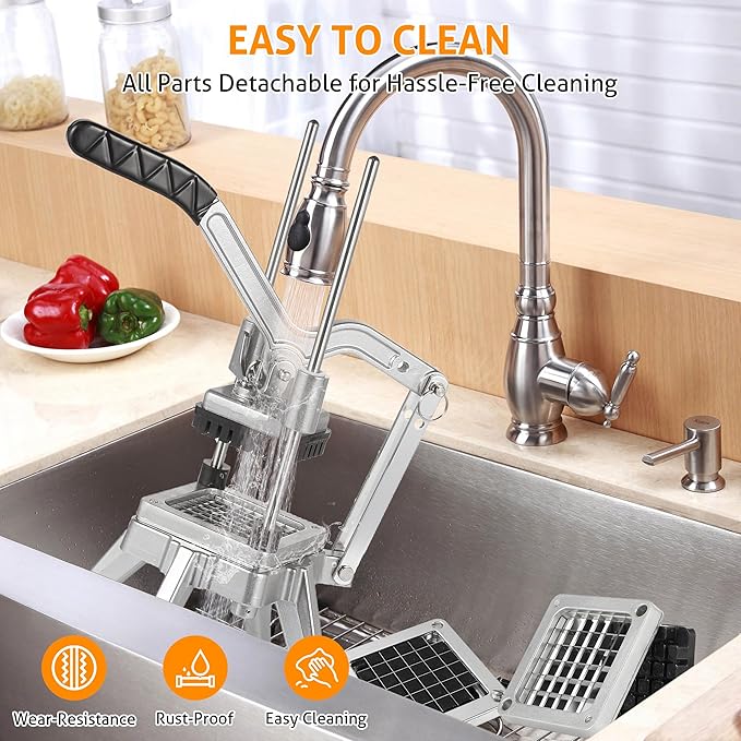 WICHEMI Commercial Vegetable Chopper Dicer Commercial Onion Chopper Dicer w/3 Replacement Blades Vegetable Fruit Chopper French Fry Cutter Heavy Duty Food Dicer Chopper for Potatoes Peppers Mushrooms