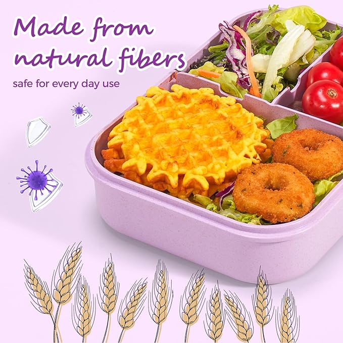MISS BIG Lunch Box Kids,Ideal Leak Proof Lunch Containers, Mom’s Choice No BPAs and No Chemical Dyes Bento Box for Kids,Microwave and Dishwasher Safe Lunch Box (Purple M)