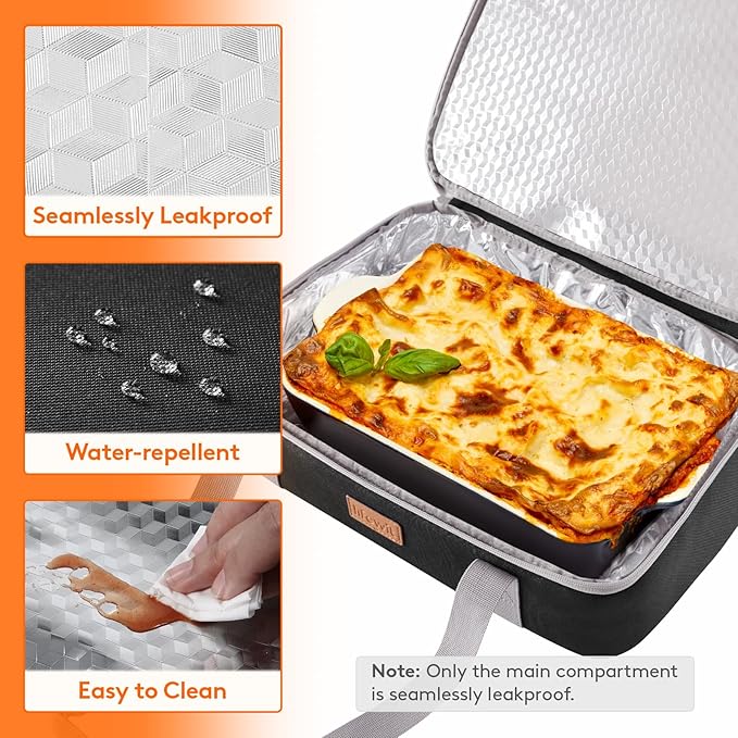 Lifewit Expandable Insulated Casserole Carrier for Hot or Cold Food, Double Decker Food Bag Lasagna Holder Carry Tote for Potluck Parties/Picnic/Cookouts, Fits 9"x13" Baking Dish, Black-Flowers
