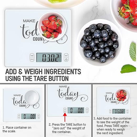 Eat Smart Eat Smart 11lb Food Kitchen Glass Scale with Inspirational Message