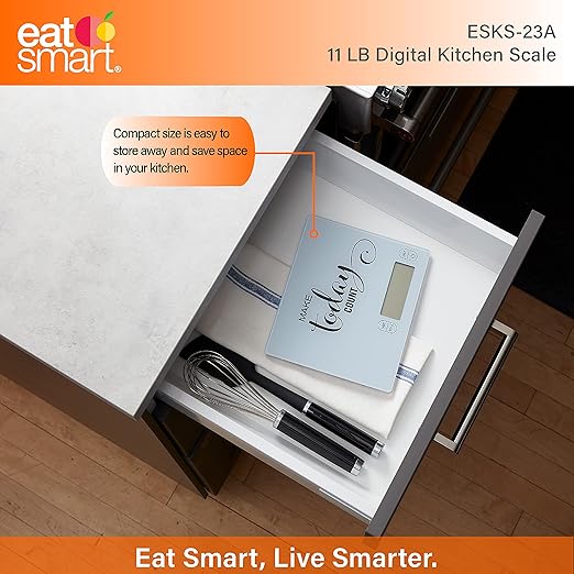 Eat Smart Eat Smart 11lb Food Kitchen Glass Scale with Inspirational Message