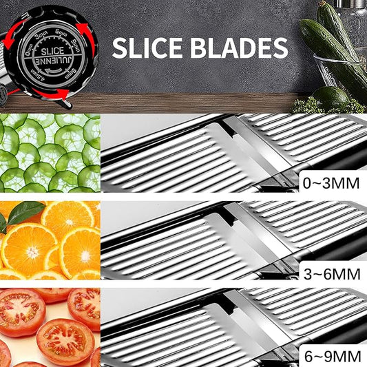 VEKAYA Mandoline Slicer,Mandoline Food Slicer for Kitchen,Mandolin,Potato,Vegetable Chopper,Adjustable Stainless Steel Veggie Onion Tomato Julienne Cutter with Cut-Resistant Gloves