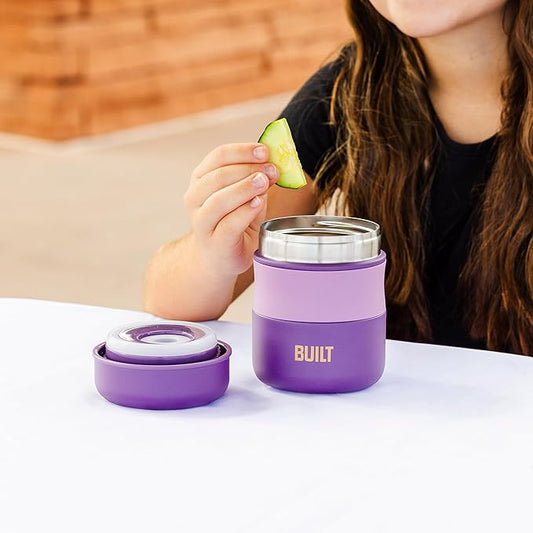 BUILT Food Jar, 10oz, Purple Sunset, Double Walled Vacuum Insulated Stainless Steel, Keeps Food Cold For 7 Hours And Hot For 5, BPA Free