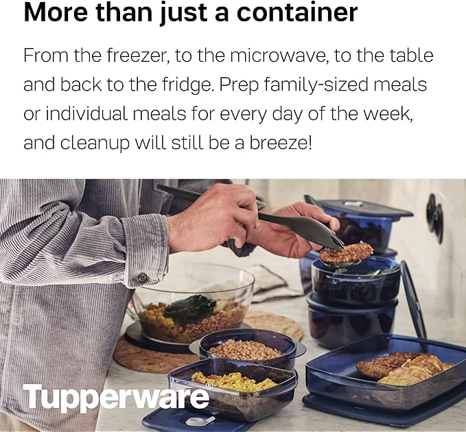 Tupperware Brand Vent ‘N Serve Container Set - 3 Small Round Containers to Prep, Freeze & Reheat Meals + Lids - Dishwasher, Microwave & Freezer Safe - BPA Free