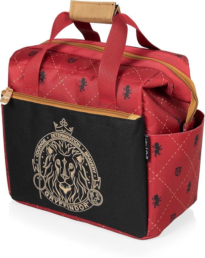 PICNIC TIME Harry Potter Gryffindor On The Go Lunch Cooler, Soft Cooler Lunch Box, Insulated Lunch Bag, (Black with Red Accents)